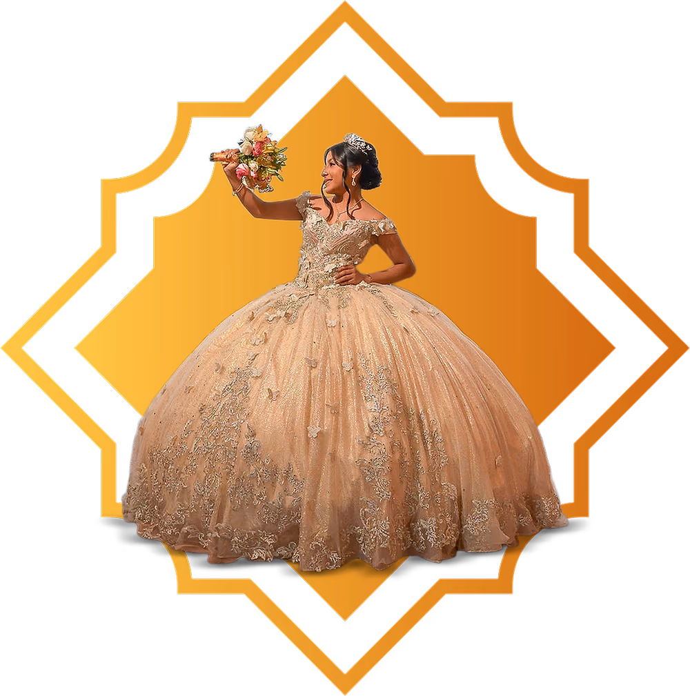 Retrato de Sofía con vestido de quinceañera